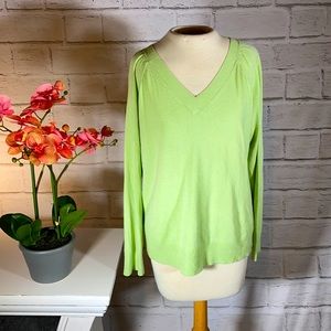 Carolyn Taylor Soft Green Acrylic V Neck Sweater L
